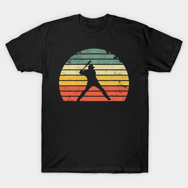 Vintage Baseball Shirt Batter Swinging Retro Sunset T-Shirt by Chicu